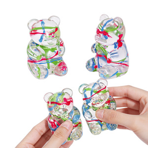 Oso de Peluche de Dibujos Animados, Colorido, Pintado a Mano, Juguetes Blandos de Maltosa para Apretar, para Adultos y Niños, Descompresión, Rebote Lento, Bola para Apretar y Tirar - Product Image 4