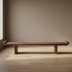 Banco Oriental Moderno de Madera de Teca con Diseño de Extremos en Forma de Pagoda - Product Image 2