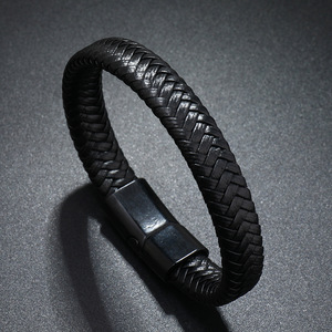 Bracelet en cuir PU tressé bicolore pour homme, bracelet en cuir tissé, bracelet tendance pour homme, cadeau - Product Image 3