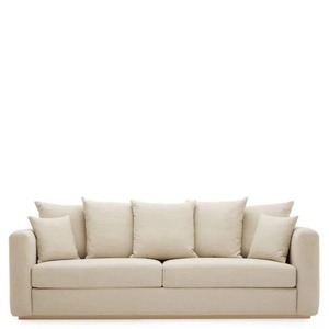 Divani Minimalisti in Tessuto <span class=keywords><strong>Ecru</strong></span> e Impiallacciatura di Quercia Naturale, Sedie Moderne di Lusso, <span class=keywords><strong>Divano</strong></span> per Soggiorno - Product Image 2