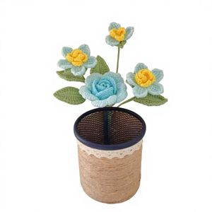 Regalos para el Día del Maestro y la Temporada de Graduación: Serie de Portaplumas Hechos a Mano y Ecológicos con Forma de Hoja de Algodón Tejido a Crochet para Escritorio de Oficina - Product Image 1