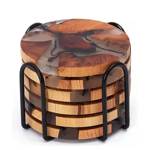 Wooden Custom Top Quality Customize Square Round Wood Resin Coaster