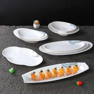 Oval Melamine Fish <b>Plate</b> <b>Large</b> Size For Hotel Restaurant Banquet Use Solid Color Durable Dishware - Product Image 2