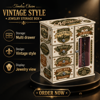 Boîte à musique vintage en bois, organiseur multi-tiroirs, présentoir à colliers, armoire de rangement pour filles