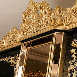 Ensemble de Mobilier de Chambre Royal Classique Africain Sculpté à la Main, Or Noir, Cinq Pièces, Taille King, Luxe - Product Image 6