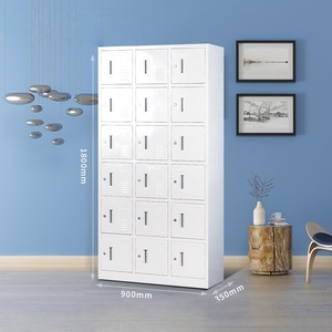 Armoires métalliques, armoires de rangement, armoires de rangement en acier <span class=keywords><strong>à</strong></span> 18 portes avec poignées et serrures intérieures, utilisation pour les dortoirs scolaires, les hôpitaux - Product Image 2