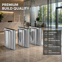 Torniquete de seguridad OEM con barrera abatible, motor sin escobillas de acero inoxidable 304, protección IP54, acceso por código QR, anticolisión y control de velocidad