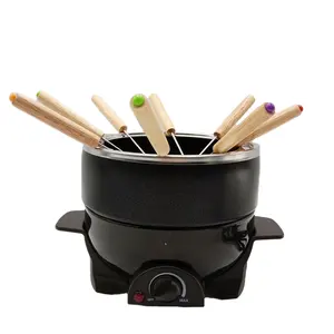 Small 1.3L 800W Aluminum Chocolate Fondue Cheese Pot With Wooden Forks