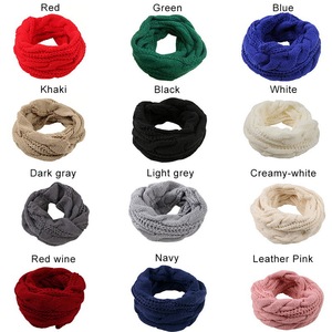 Bufanda de punto acanalado grueso y cálido para mujer, estilo pashmina, tipo cuello circular infinito, en colores dulces a la moda para invierno - Product Image 2