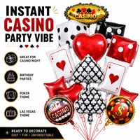 Ballons d'anniversaire tendance, décorations de fête, ballons en aluminium imprimés dollars et jetons de poker, vente en gros