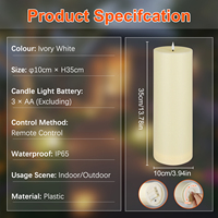 Lampu Lilin Tanpa Api Isi Ulang untuk Luar Ruangan Tahan Air IP44 Warna Putih Gading dengan Remote Control dan Baterai untuk Beranda, Taman, Teras.