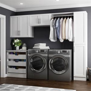 YALIG Custom Modern <b>Laundry</b> Cabinet Vanity Closet with Sink and <b>Basket</b> - Product Image 2