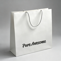 Sacs en papier blancs personnalisés avec logo imprimé pour entreprises, emballage robuste avec poignée en corde, sacs de shopping en papier pour la promotion de la marque