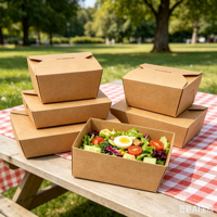 Boîtes en papier kraft personnalisables pour emballages à emporter de poulet frit et nouilles, résistantes à l'huile, épaisses, vente en gros