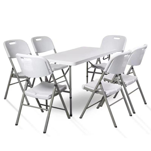 Tavoli di plastica bianca 6Ft tavolo pieghevole tavolo e sedia di plastica