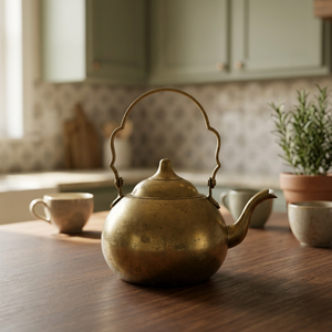 Vintage Brass Teapot With <b>Lid</b> Metal Handle Water <b>Pot</b> Kettle - Product Image 6