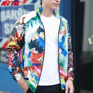 เสื้อแจ็คเก็ตแฟชั่นลายการ์ตูนพิมพ์ลายตามสั่ง ผ้ากันน้ำสำหรับผู้ชาย - Product Image 2