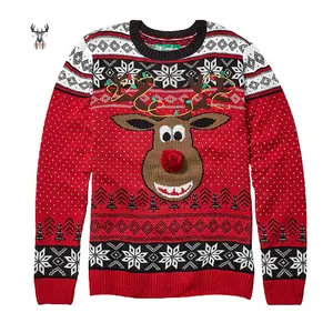 Wholesale Designer Cotton Acrylic Red Ornament Ugly Mens Christmas Sweater