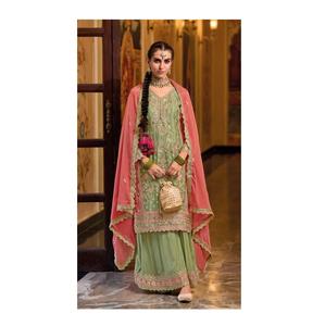 Nouvelle Collection Chinon Lourd avec Broderie Fonctionne Salwar Kameez Costume pour Femmes Disponible au Prix d'Exportation - Product Image 1