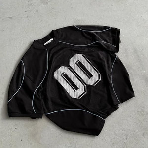 Impression personnalisée Hip Hop Streetwear sport goutte épaule Boxy coupe courte maillot de Football maille surdimensionné Baggy Streetwear t-shirt - Product Image 5