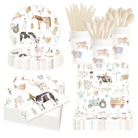 Fournitures de fête d'anniversaire pour enfants DAMAI Farm, motifs animaux, vaisselle jetable ronde et carrée, serviettes en papier, gobelets, assiettes