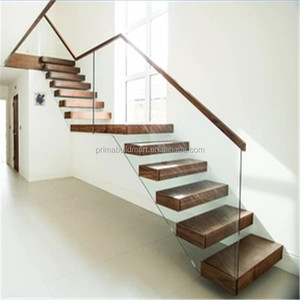 Escalera Recta Moderna de Metal con Recubrimiento en Polvo, Ecológica, para Interiores, con Barandilla de Vidrio, Peldaños Duraderos, Prefabricada - Product Image 4