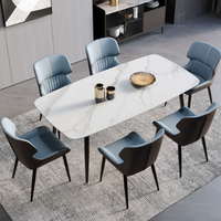 Chaise de salle à manger nordique moderne à dossier haut avec structure en fer et revêtement en similicuir pour cuisine, maison et hôtel - Conception stable et durable