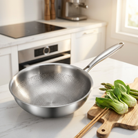 Set Wajan Titanium Anti Lengket, Wajan Tanpa Lapisan, Sehat, Ramah Lingkungan, Tahan Korosi, untuk Dapur Rumah dan Restoran, Set Panci Saus