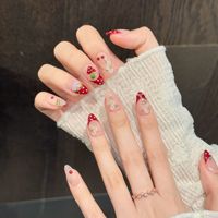Uñas Postizas Rojas de Alta Calidad al por Mayor, Marca Privada, Uñas Acrílicas Personalizadas, Uñas Hechas a Mano para Belleza de Uñas