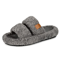Vente en gros OEM/ODM – Chaussons d'hiver personnalisés avec logo pour femmes, en fourrure douce et respirante, à bout ouvert, avec mousse à mémoire de forme confortable