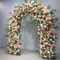 Arche de fleurs artificielles en soie rose en gros, 2,4 m x 2,1 m, pour décoration de mariage, sur mesure