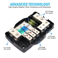Boîtier de distribution de fusibles robuste à 3 circuits avec mise à la terre pour audio de voiture, camping-cars, bateaux, porte-fusibles mini ANL avec LED rouge