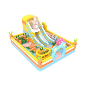 Château gonflable géant WOLONG 10x8x5m, motif lapin mignon, avec toboggan et parcours d'obstacles, capacité supérieure à 500 kg, en PVC commercial pour l'extérieur, pour enfants - Product Image 1