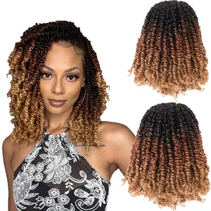 Paixão torção cabelo Ombre Brown Pre-torcido Crochet tranças 10 polegadas curto bomba torção pré-loop crochê sintético trança cabelo