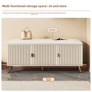 יוקרתי יוקרתי אור חלל ספסל נעליים מודרני-חוסך עץ הבית דלת ישיבה נעל שינוי צואה entryway ספסל ארוך - Product Image 5