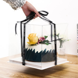 Emballage de boîte à gâteau personnalisée pour anniversaire, boîte à gâteau en plastique à 2 <span class=keywords><strong>couches</strong></span> de 8 pouces, boîte transparente deux en 1 - Product Image 1