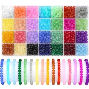 Juego de cuentas de vidrio de 6 mm y 28 colores para hacer pulseras, accesorios de joyería DIY - Product Image 1