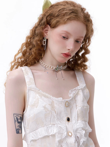 قلادة فراشة فرنسية عتيقة من الصدف الأخضر النعناعي، قلادة فاخرة راقية - Product Image 4