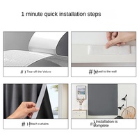 Voilage occultant en polyester tissé transfrontalier pour rideaux en mousseline de type ressort, haute occultation, sans perçage, auto-adhésif facile