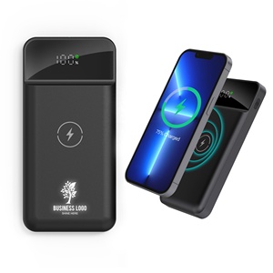 Rubber Finish Led Light up Logo Wireless Power Bank 10000mAh with Led Display Mobile Phone Portable Power Bank for Promotion