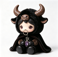 Figurine Magique du Zodiaque Taureau Personnalisée OEM en PVC et ABS avec Cape en Peluche Douce et Moelleuse, Jouet d'Art de Collection Constellation en Boîte Mystère