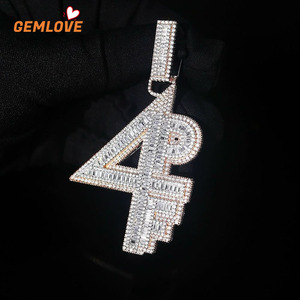 GEMLOVE Number Diamond Pendant <b>D</b>-F Clarity Iced Out Nightclub Rapper Hip Hop <b>Necklace</b> Charm - Product Image 3