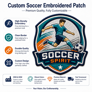 Toppe Ricamate Personalizzate per Atleti, Distintivi da Calcio OEM all'Ingrosso per Squadre Scolastiche, Abbigliamento, Giacche e Borse - Product Image 2