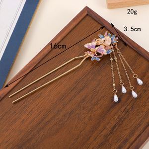 New <b>Chinese</b> Style Diamond <b>Hairpin</b> Ancient Style Blue Phoenix <b>Hairpin</b> Tassel <b>Hairpin</b> Classical Flower Rhinestone Hair Stick Claw - Product Image 3