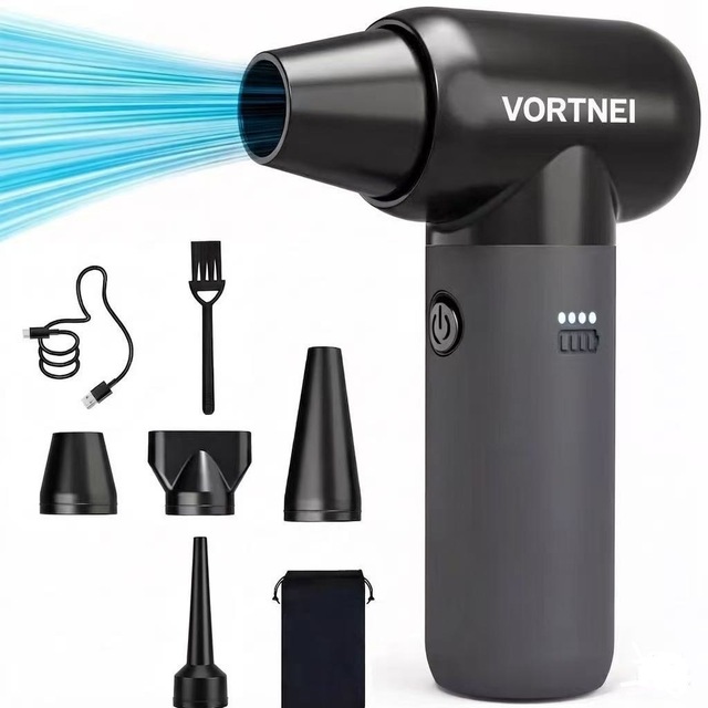 Vortnei Compressed Air Duster 130000RPM Cordless 4-Gear Adjustable Electric Air Blower for Keyboard Computer Car