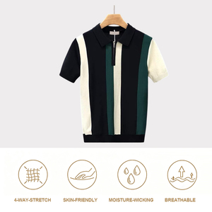 เสื้อโปโลแฟชั่นลายทาง แขนสั้น ใส่สบาย ผ้าถัก ทรงเข้ารูป สีพื้น เสื้อยืดโปโลผู้ชาย - Product Image 3