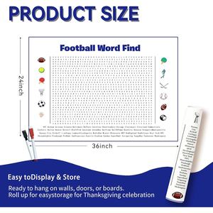 โปสเตอร์เกมค้นหาคำศัพท์ฟุตบอลซูเปอร์โบวล์ปี 2026 ขนาดใหญ่พิเศษ - เกมติดผนังขนาดยักษ์พร้อมคำศัพท์เกี่ยวกับกริดริออน 50 คำ เหมาะสำหรับงานปาร์ตี้ครอบครัว - Product Image 3
