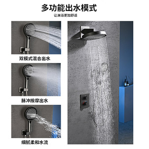 Conjunto de Ducha Termostática Empotrada, Todo en Cobre, con Cabezal de Lluvia LED, Tecnología de Oscurecimiento, Cabezal de Ducha Multifuncional, Moderno - Product Image 3