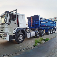 Remorque benne basculante arrière robuste à 3/4 essieux, capacité 40M3 42M3 45M3, pour camion de transport de marchandises en forme de U, 80T 100T 120T