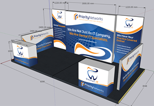 Sistema SEG de 20x10 pies con soporte de TV incluido y con retroiluminación LED o impresión sin LED que incluye cabina de feria comercial personalizada - Product Image 3